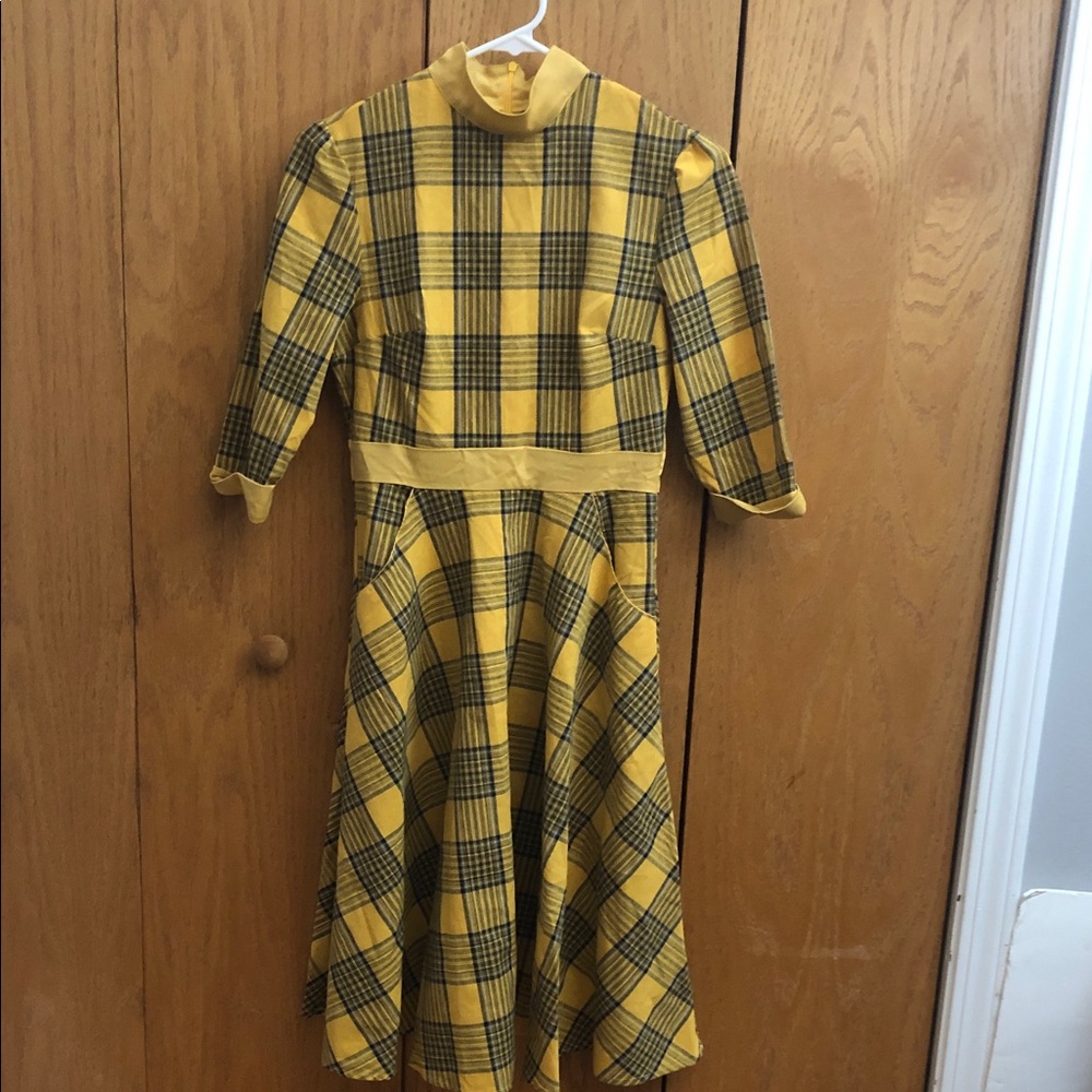 Yellow Plaid Fit-and-Flare Dress size XS/S